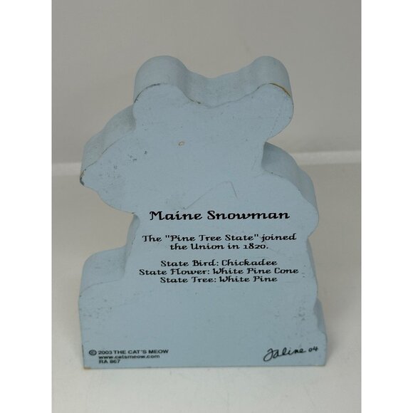 VTG The Cat’s Meow 2003 Maine Snowman Wooden Village Display Lobster Moose 4"x5" - Picture 5 of 8